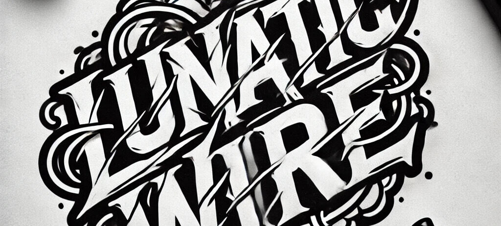 dall·e 2024 11 21 14.06.48 a black and white logo design for a vape brand called 'lunatic wire'. the logo should feature bold, edgy typography with a slightly chaotic or rebelli